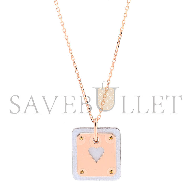 HERMÈS ROSE GOLS PLATED SWIFT AS DE COEUR NECKLACE BLEU BRUME